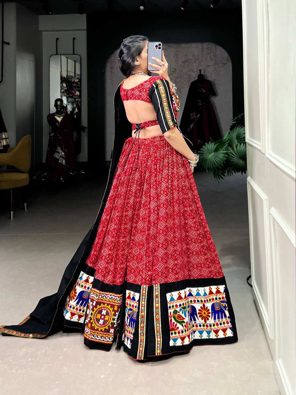 Beautiful Lehenga Choli Pure Cotton Printed And Gamthi Mirror Work | Ready To Wear