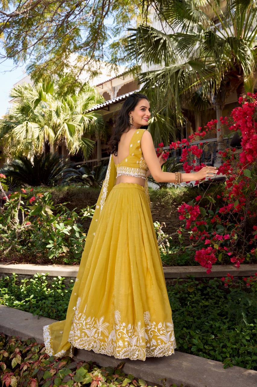 Traditional Lehenga Choli With Sequins And Thread Embroidery Work | Ready To Wear