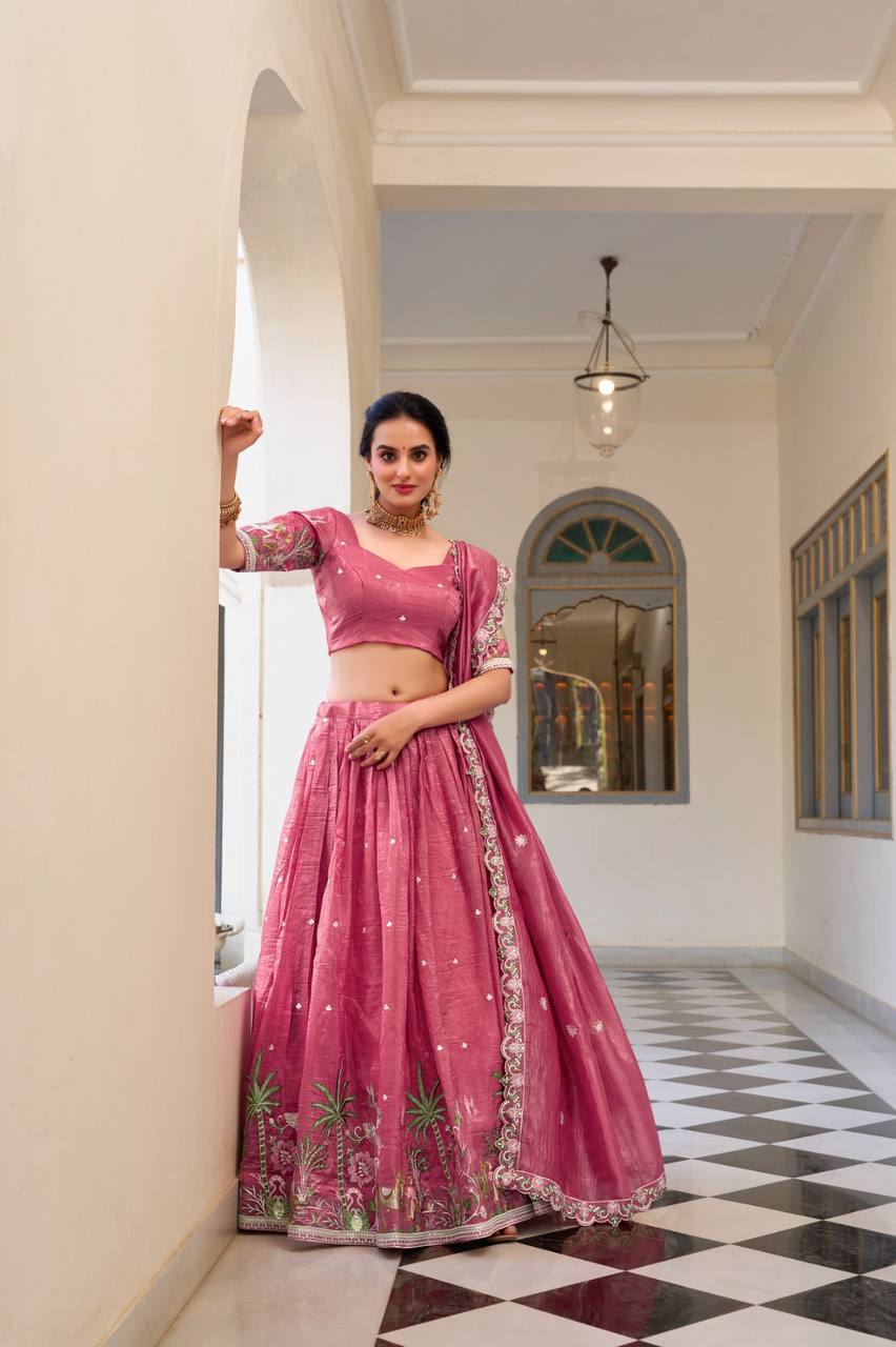 New Gold Crush Lehenga Choli With Sequins And Thread Embroidery Work | Read To Wear