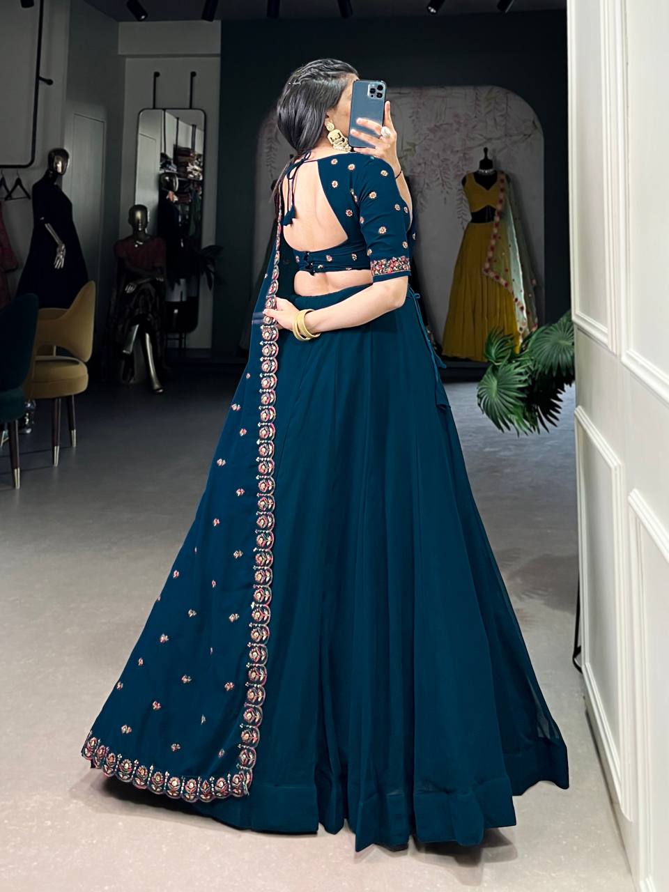 Georgette Lehenga Choli With Plain Work| Ready To Wear