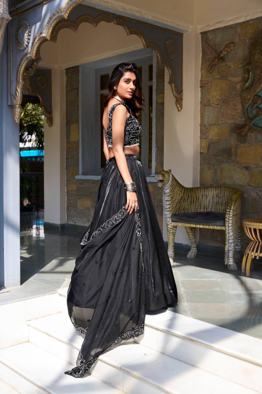 New Black Lehenga Choli With Plain Work| Ready To Wear