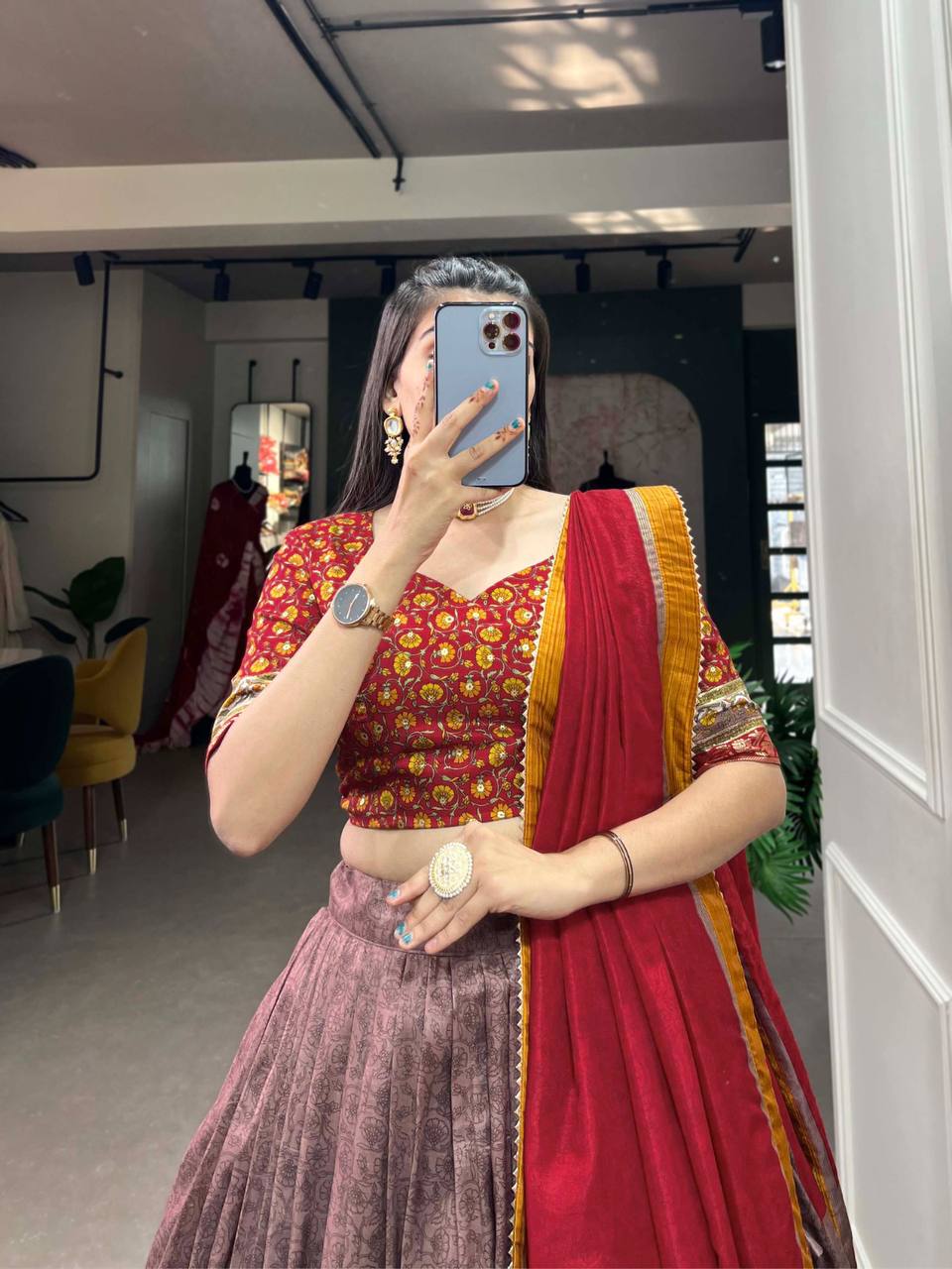 Classical Lehenga Choli With Kashmiri Print And Foil Print | Ready To Wear