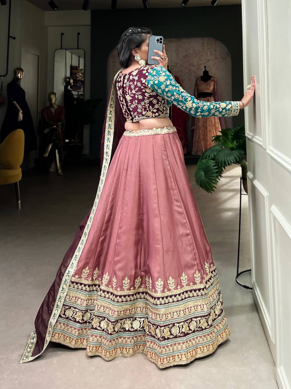 Moonga Silk Lehenga Choli With Sequins Thread And Embroidery Work | Ready To Wear