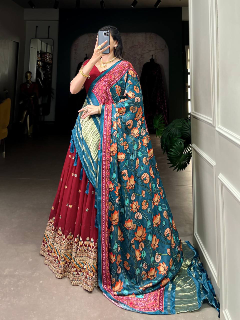 Georgette Lehenga Choli With Thread And Embroidery Work | Ready To Wear