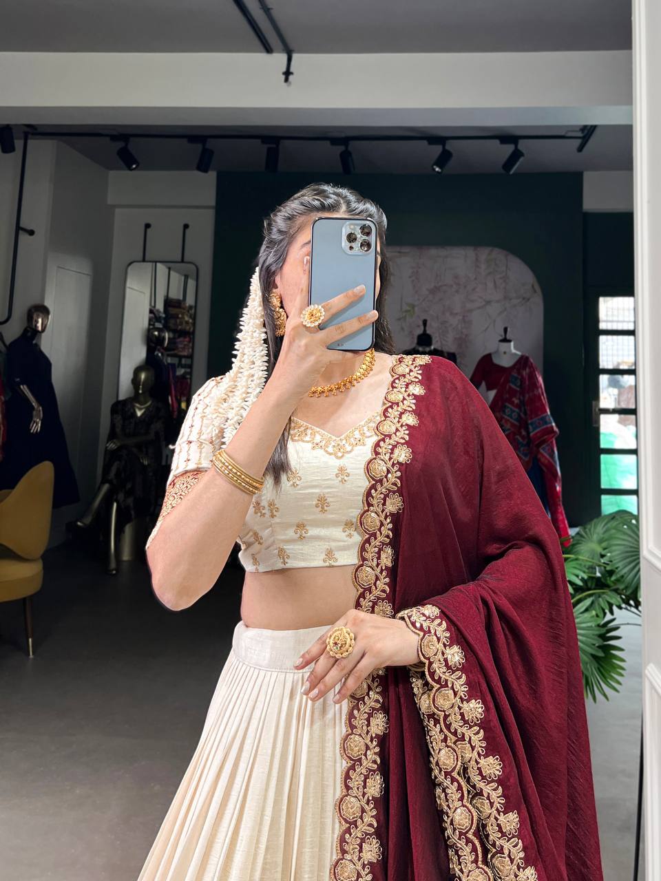 Vichitra Silk Lehenga Choli With Zari Weaving And Sequins Work | Ready To Wear