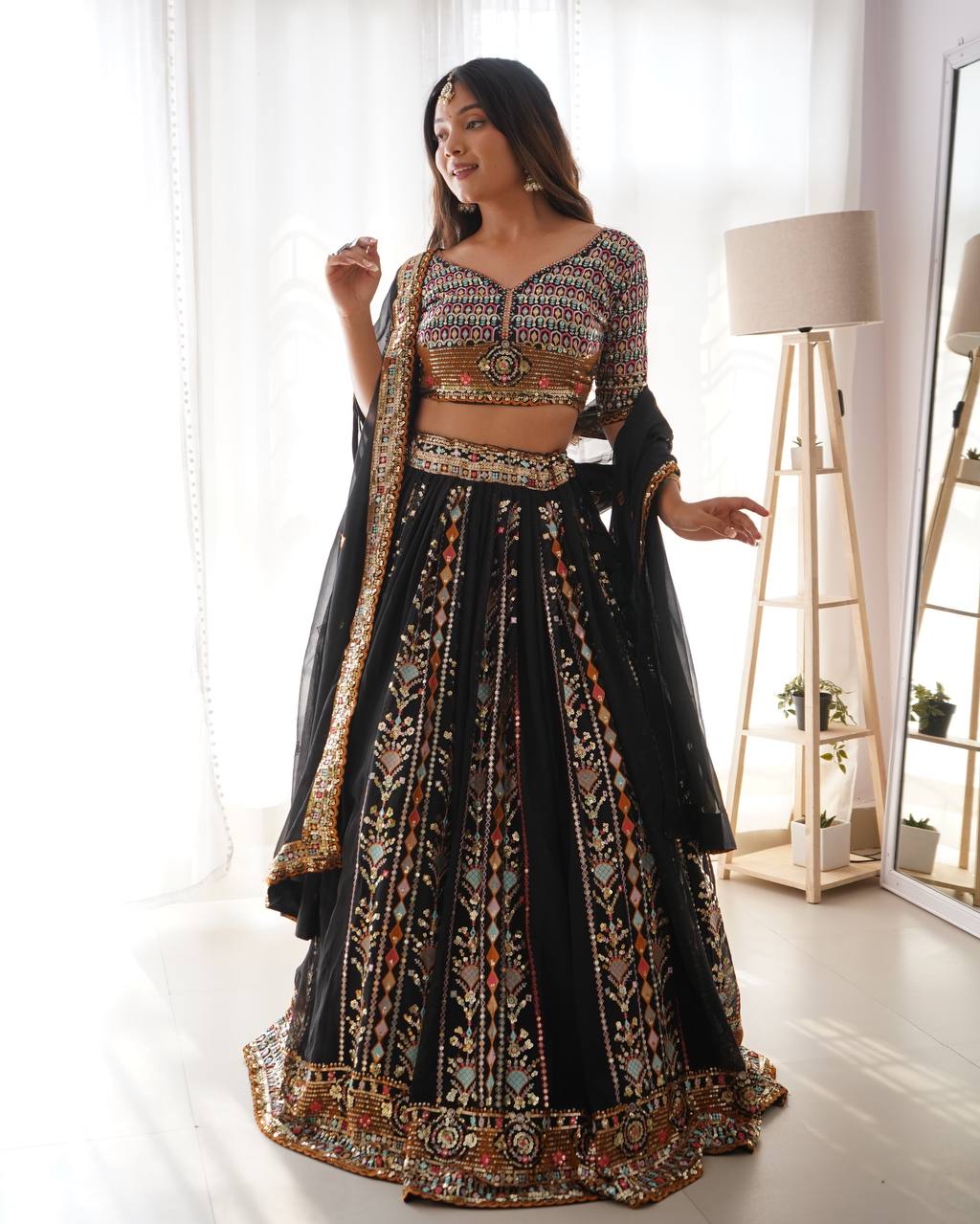 Georgette Lehenga Choli With Thread Sequins Work | Ready To Wear