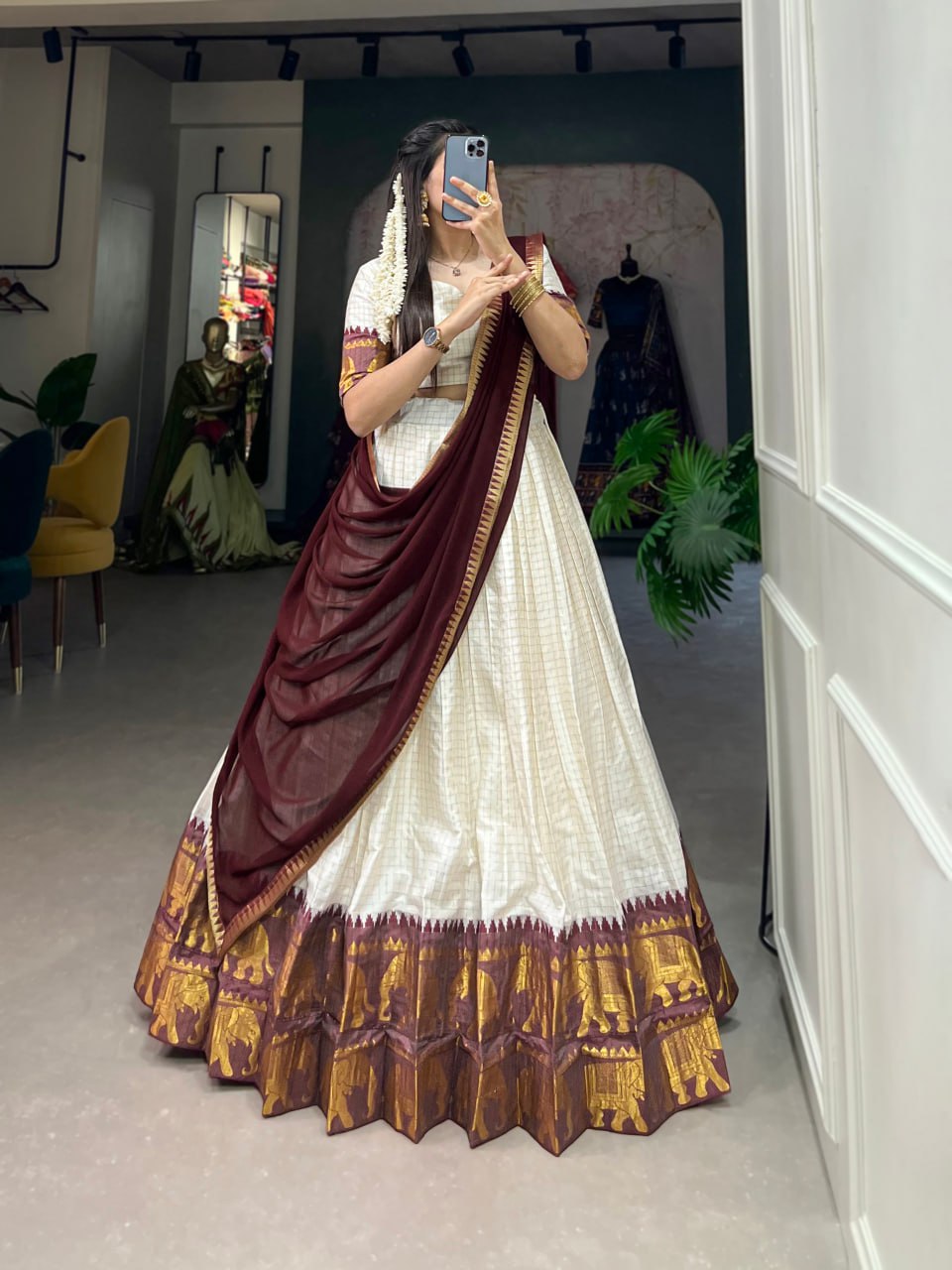 Kalyani Cotton Lehenga Choli Paired With Flowing Georgette Dupatta
