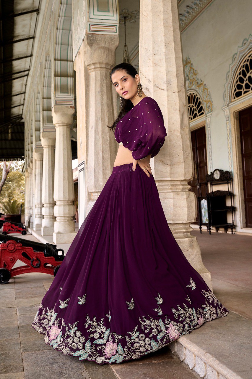 Beautiful Georgette Co-ord Set With Thread Embroidery Work | Ready To Wear