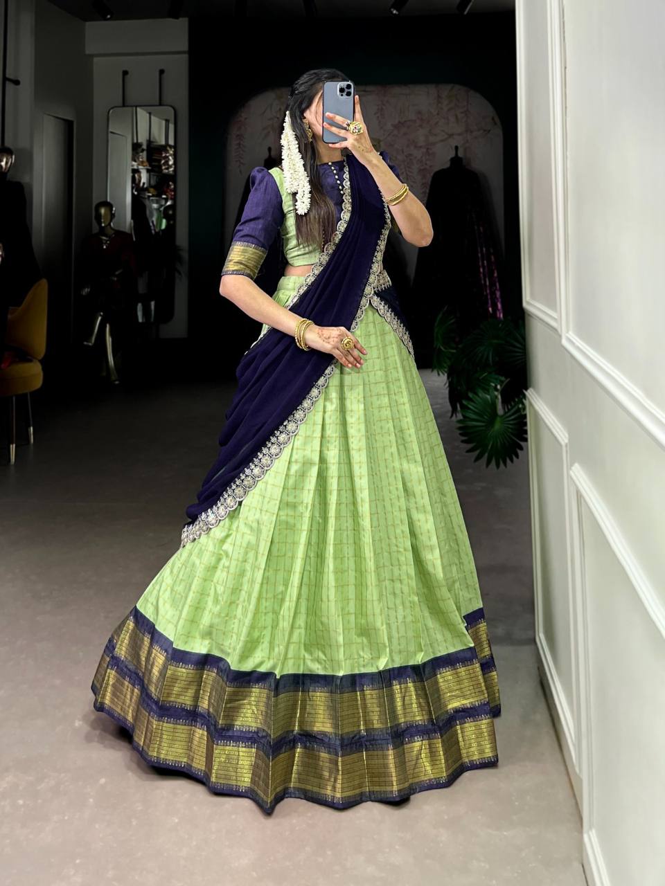 Traditional Zari Chex Lehenga With Zari Weaving Work | Ready To Wear