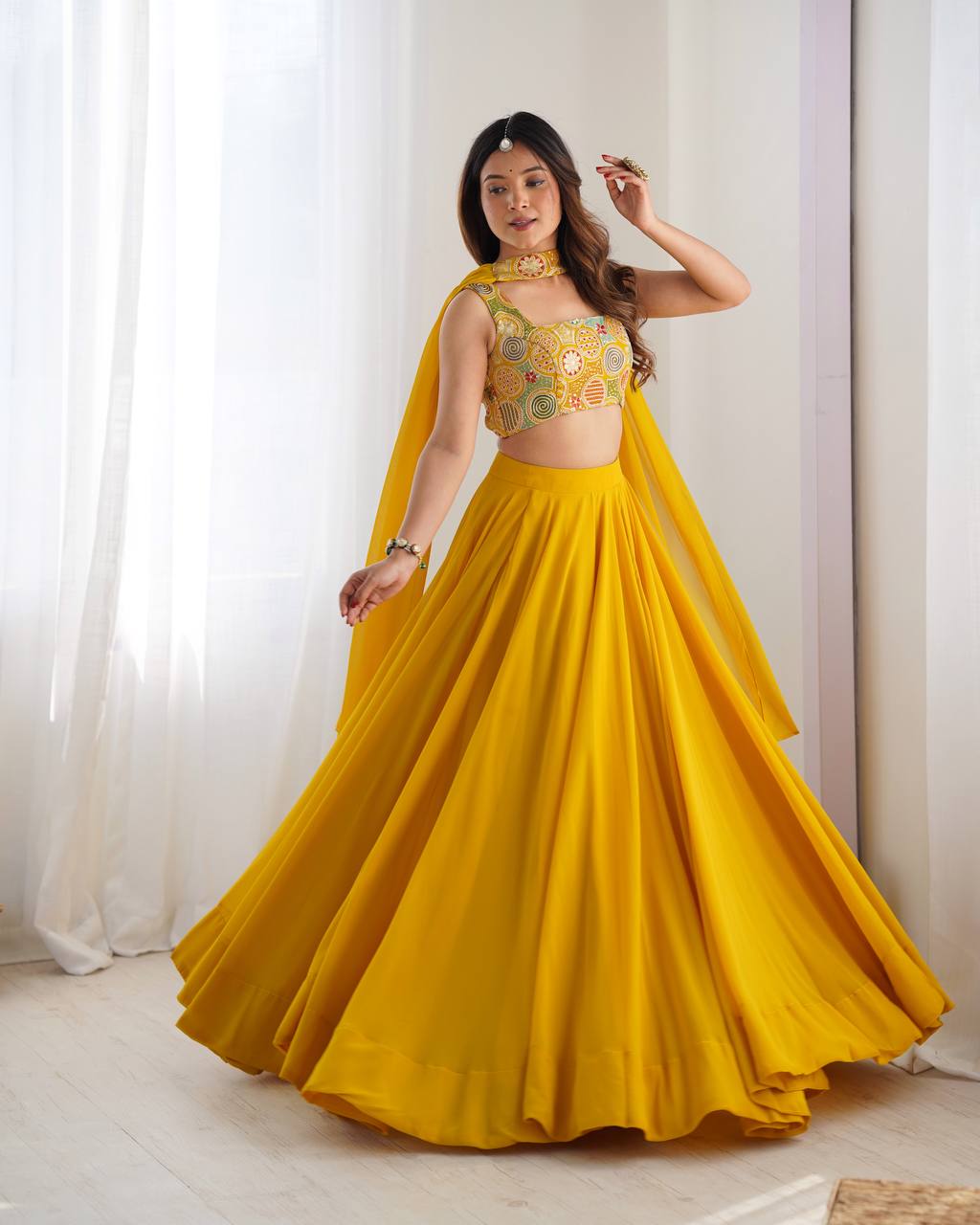 New Pure Soft Fox Georgette Blooming Fabric Lehenga Choli | Ready To Wear