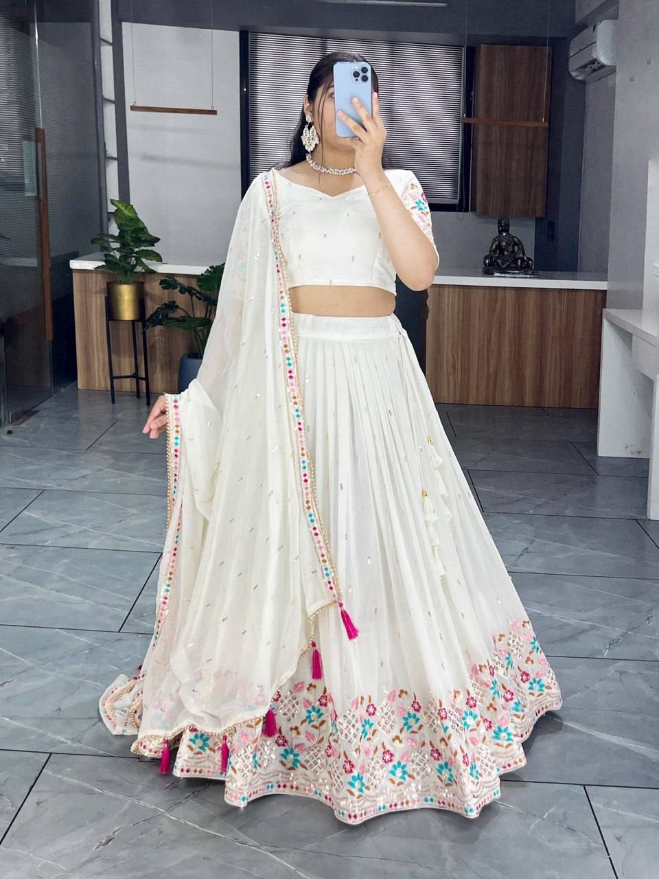 Heavy Gorgette Lehenga Choli With Embroidery And sequence Work | Ready To Wear
