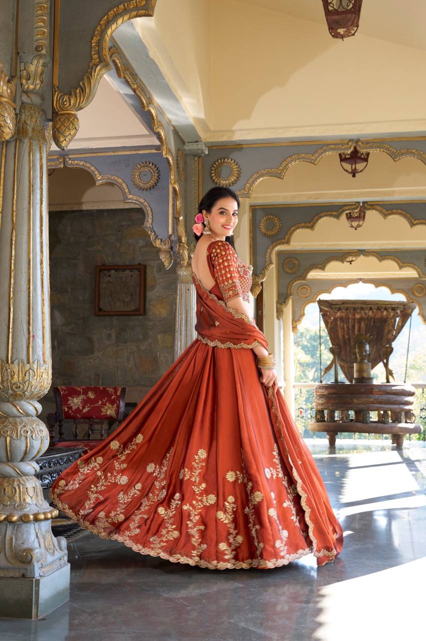 Traditional Lehenga Choli Rangoli Silk With Sequins and Thread Work | Ready To Wear