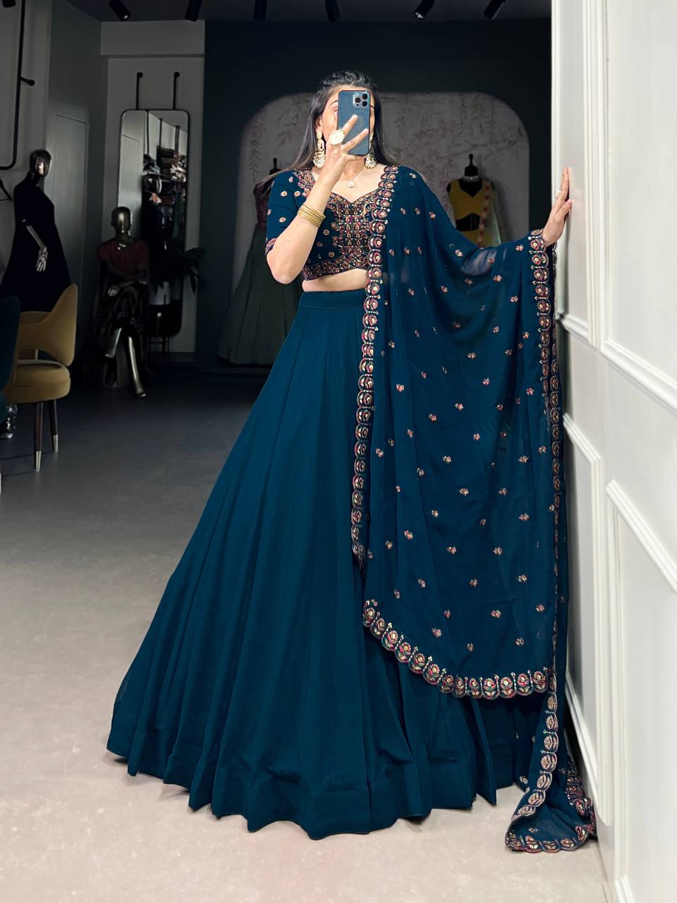 New Georgette Lehenga Choli With Thread Embroidery Work | Read To Wear