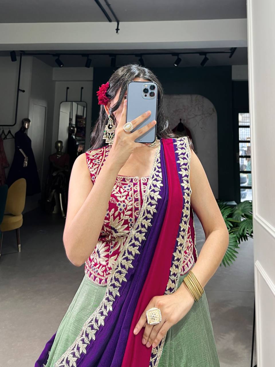 Gorgeous Vichitra Silk Lehenga Choli With Sequins Embroidery Work | Read To Wear