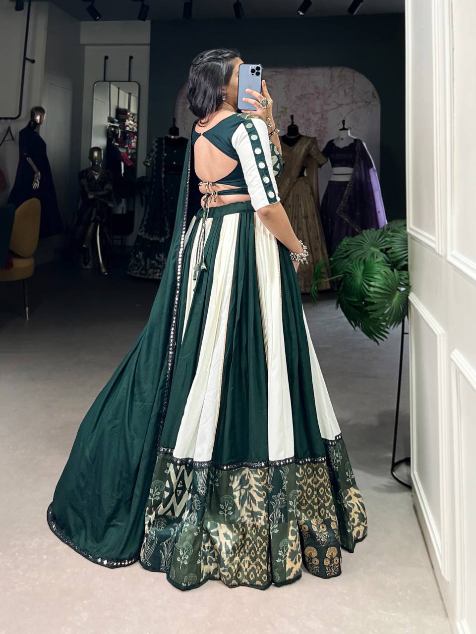 Pure Rayon Lehenga Choli With Plain, Printed And Mirror Work | Ready To Wear