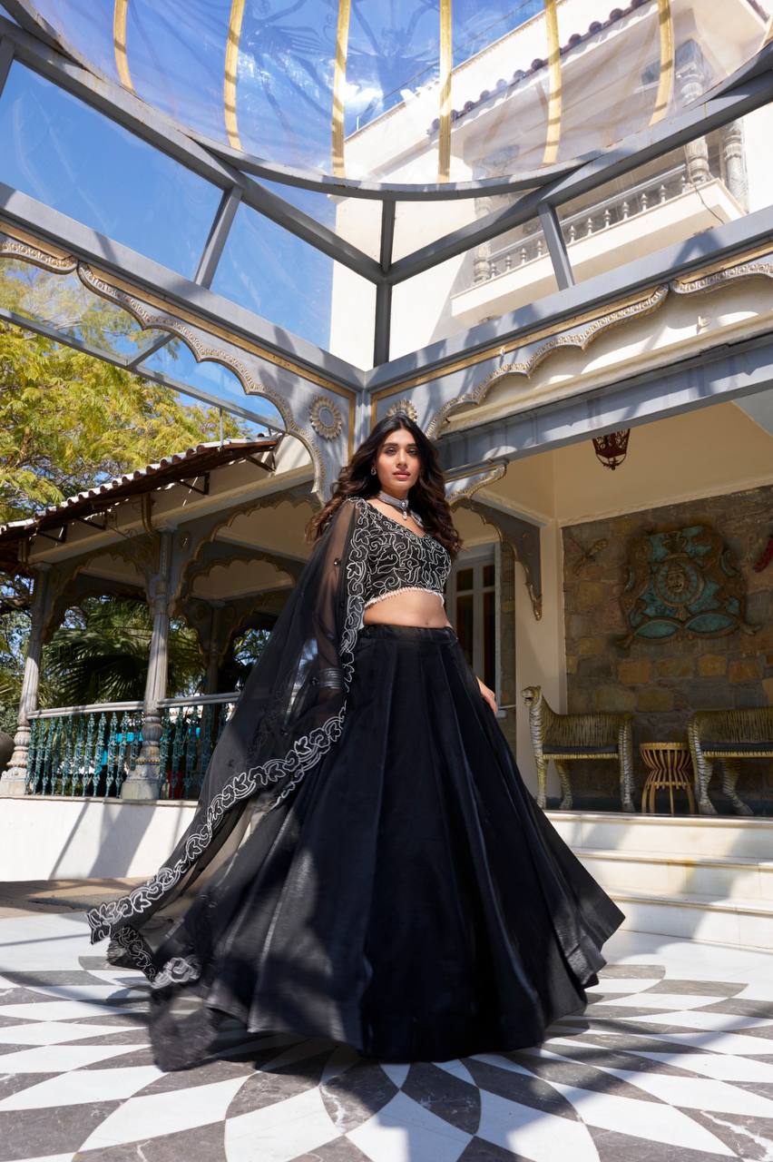 New Black Lehenga Choli With Plain Work| Ready To Wear