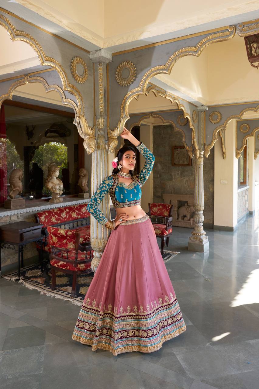 Moonga Silk Lehenga Choli With Thread And Embroidery Work | Ready To Wear