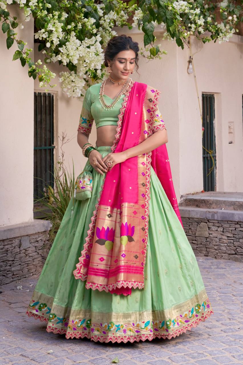 Stylish Lehenga Choli With Zari Weaving And Sequins Thread Work | Ready To Wear
