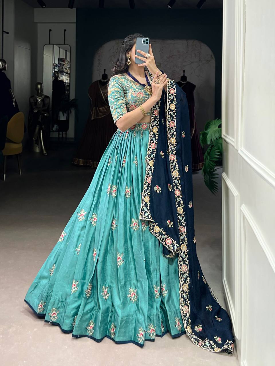 Slab Silk Lehenga Choli With Thread Sequins And Embroidery Work | Ready To Wear