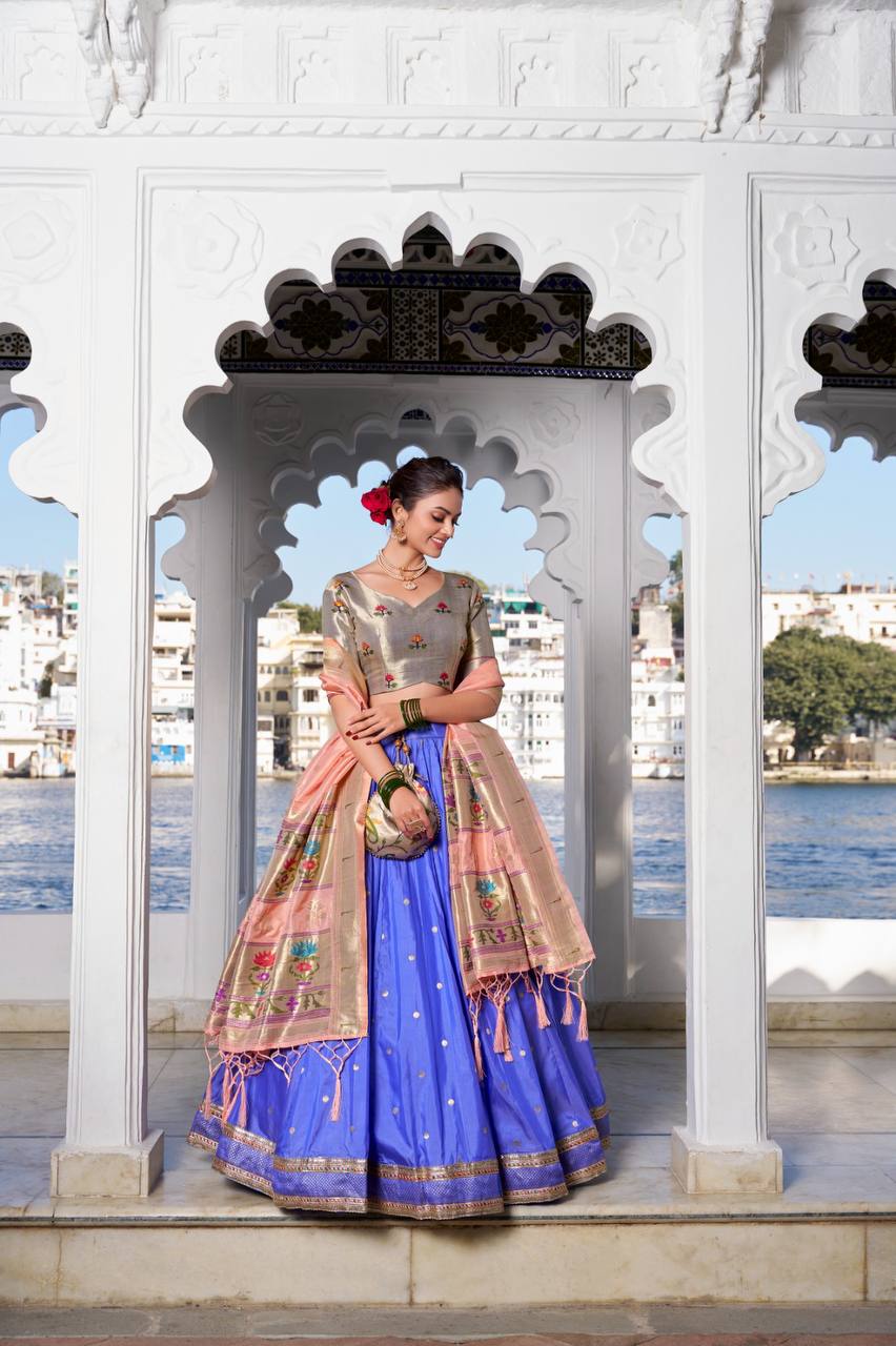 Beautiful Lehenga Choli With Paithani Silk And Weaving Zari Work | Ready To Wear
