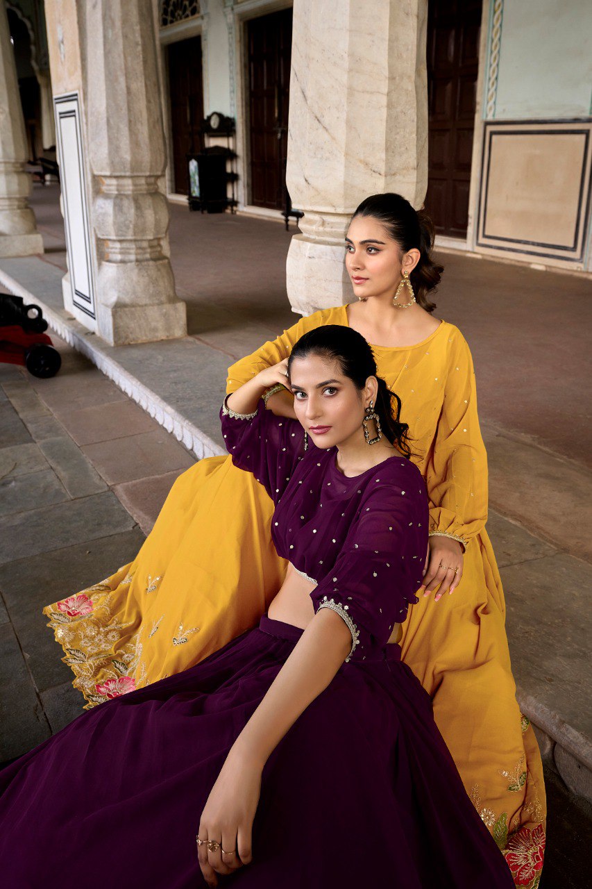 Beautiful Georgette Co-ord Set With Thread Embroidery Work | Ready To Wear