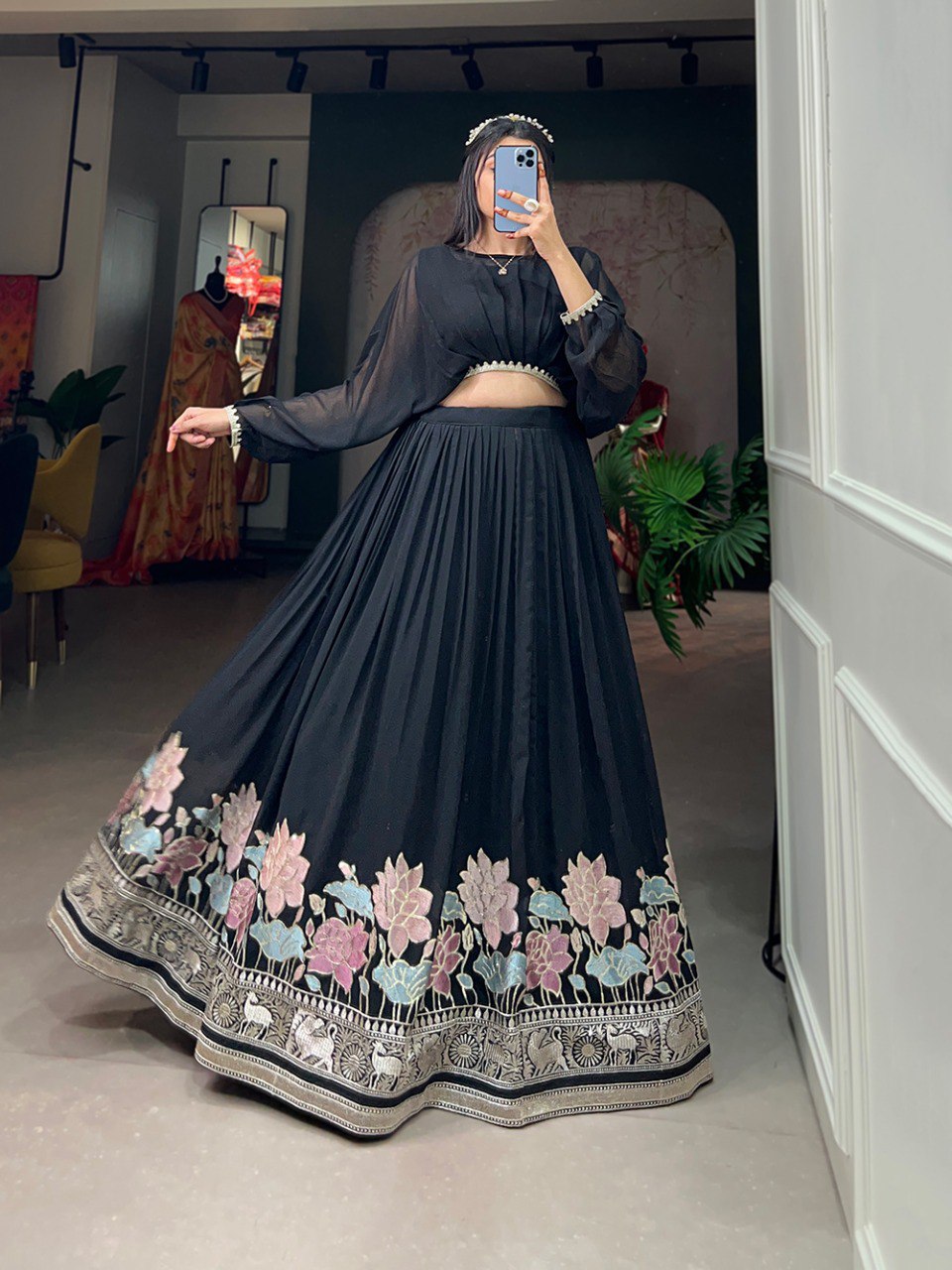 Latest Georgette Co-ord Set Thread Embroidery Work | Ready To Wear