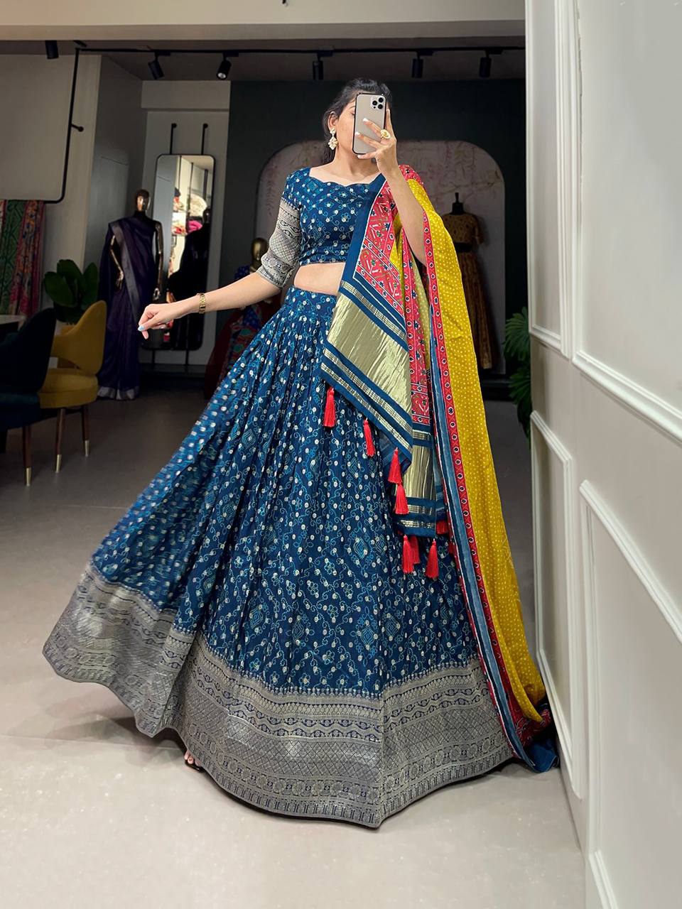 Viscose Silk Lehenga Choli With Printed With Zari Weaving Work | Ready To Wear