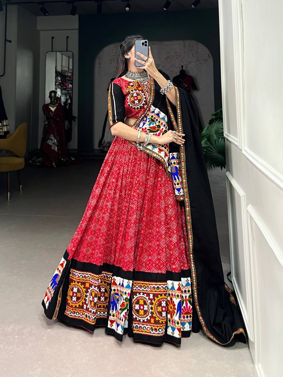 Latest Lehenga Choli With Gamthi, Printed And Mirror Work | Ready To Wear