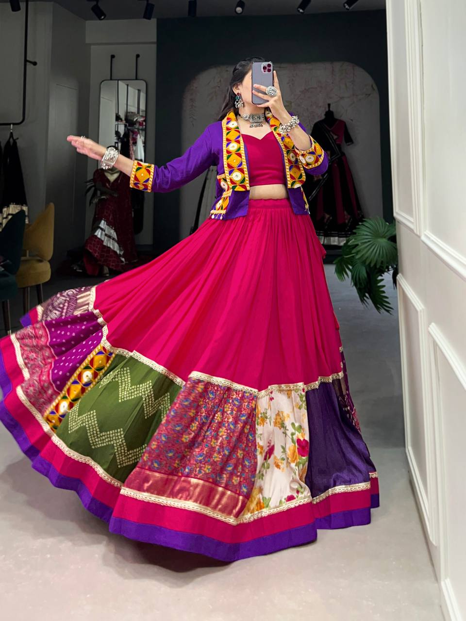 Traditional Lehenga Choli With Printed And Gamthi Patch Work | Ready To Wear
