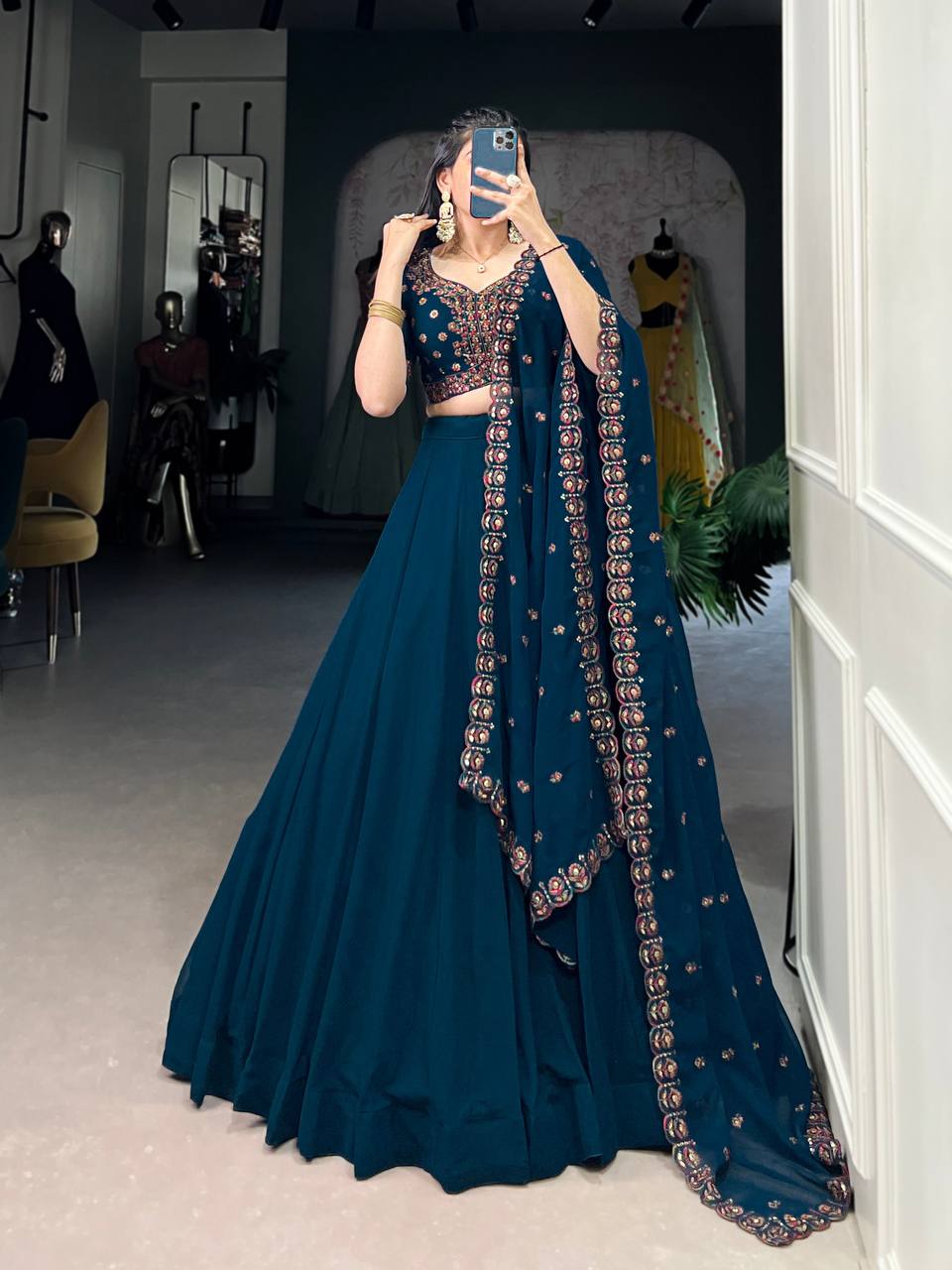 Georgette Lehenga Choli With Plain Work| Ready To Wear