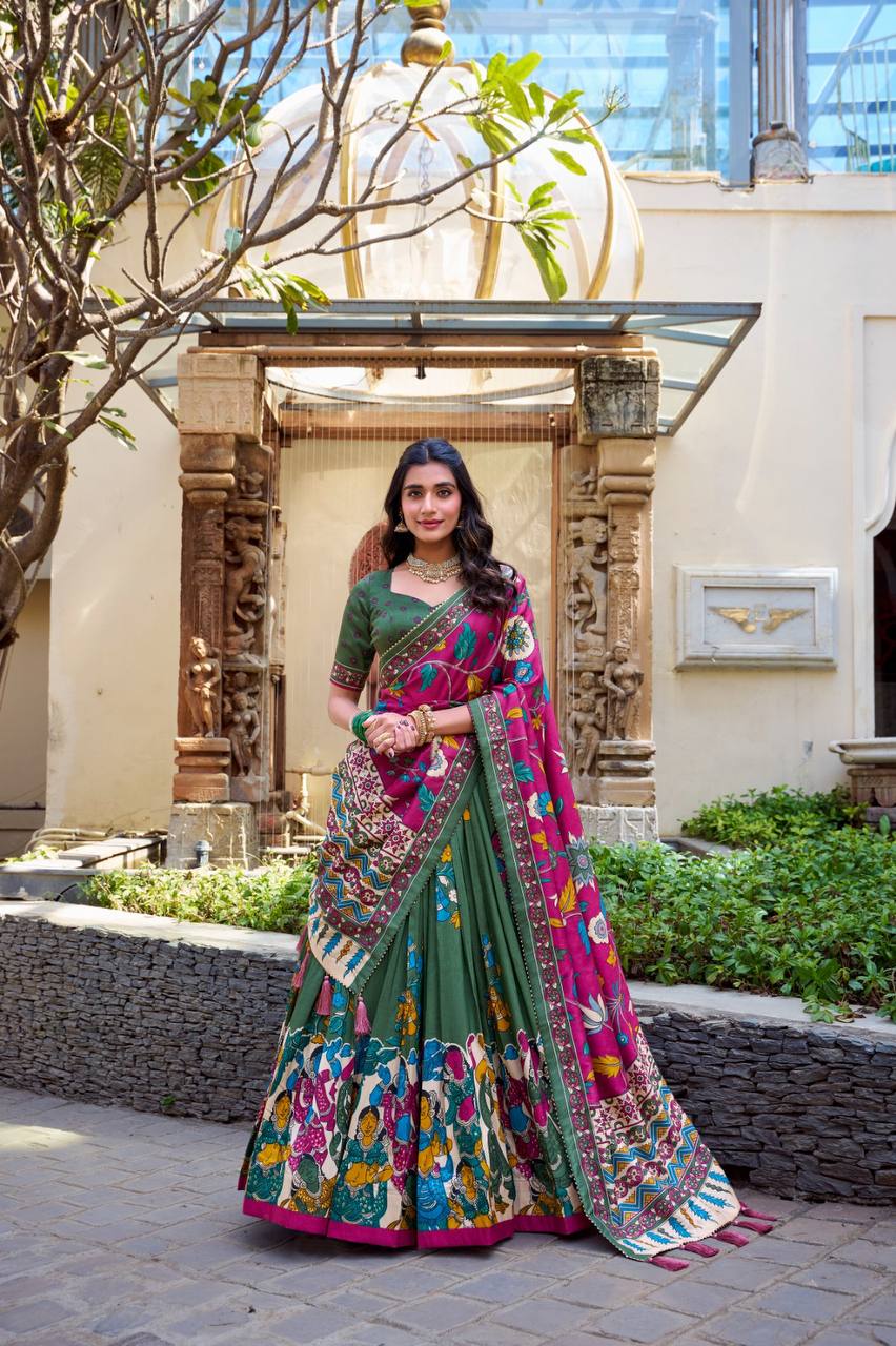 Beautiful Lehenga Choli With Kalamkari And Foil Work | Ready To Wear