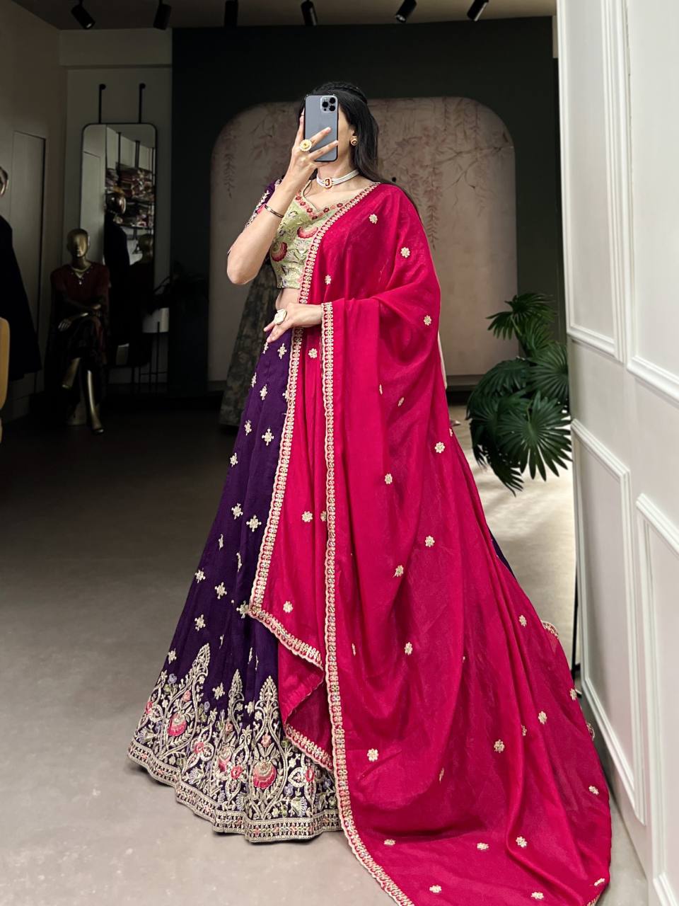 Traditional Lehenga Choli With Sequins, Thread And Embroidery Work | Ready To Wear