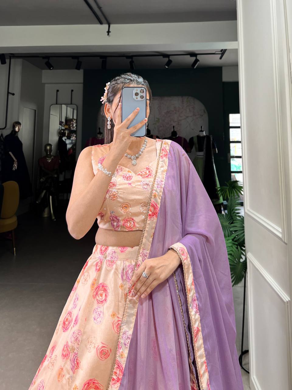 Beautiful Lehenga Choli With Floral Printed | Ready To Wear