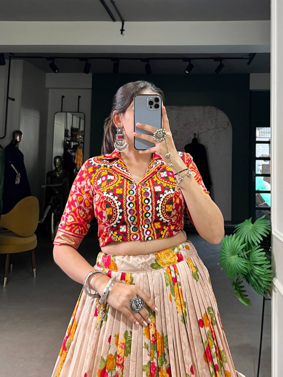 Latest Lehenga Choli With Floral Patola Print And Foil Work | Ready To Wear