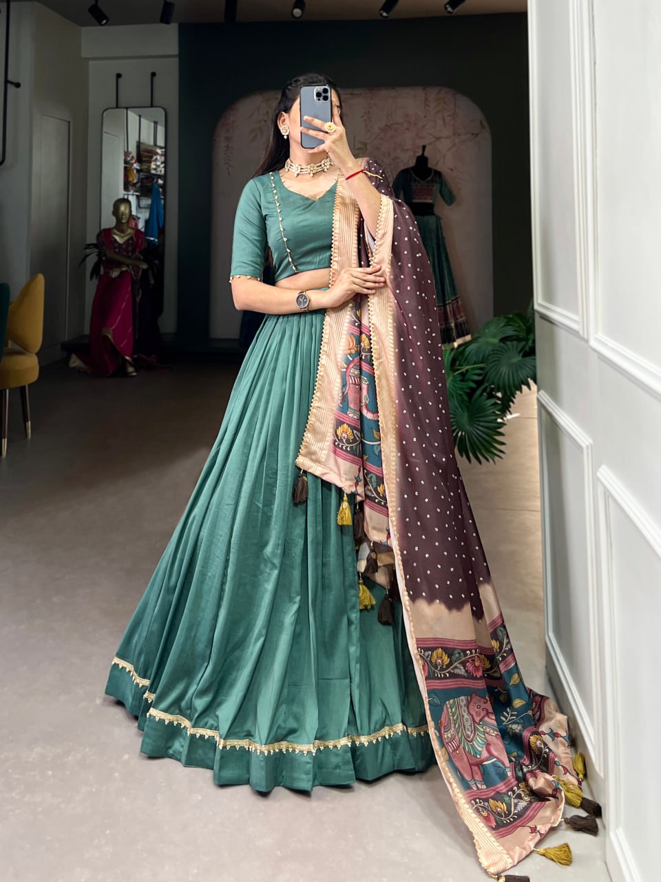 New Traditional Lehenga Choli Chinon Silk Plain With Lace Touch Up | Ready To Wear