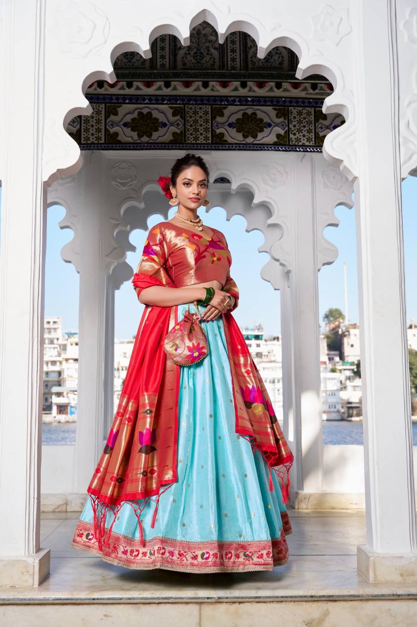 Beautiful Lehenga Choli With Paithani Silk And Weaving Zari Work | Ready To Wear