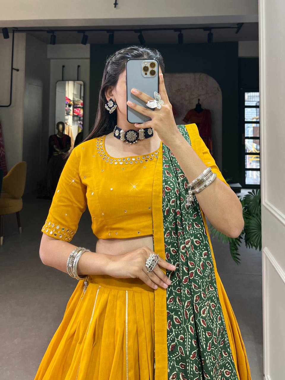 Pure Cotton Lehenga Choli Plain With Gota Patti Touch Up | Ready To Wear