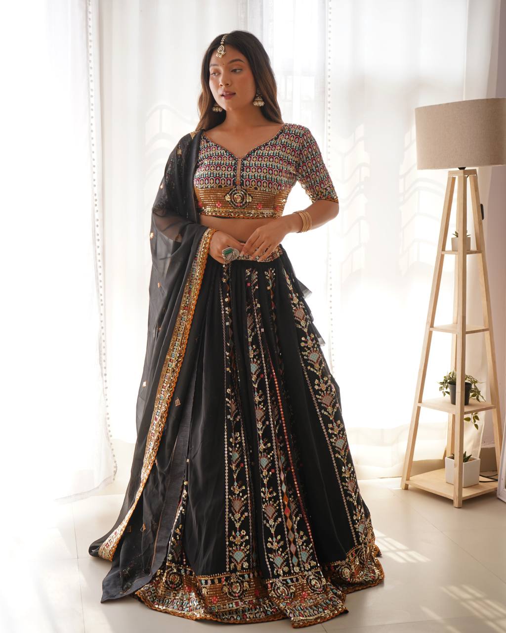 Georgette Lehenga Choli With Thread Sequins Work | Ready To Wear