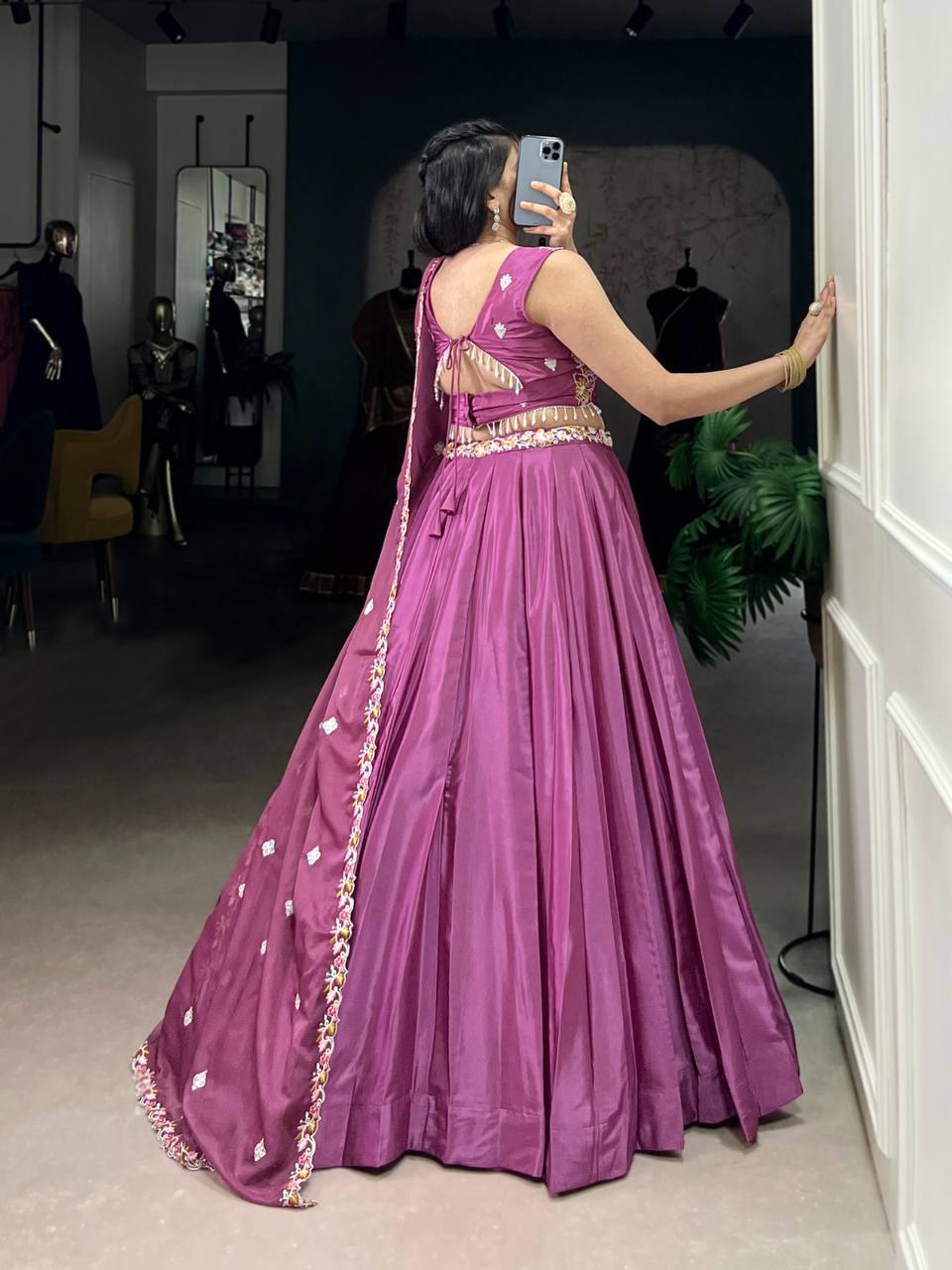 Crepe Silk Lehenga Choli With Thread Sequins And Embroidery Work | Ready To Wear