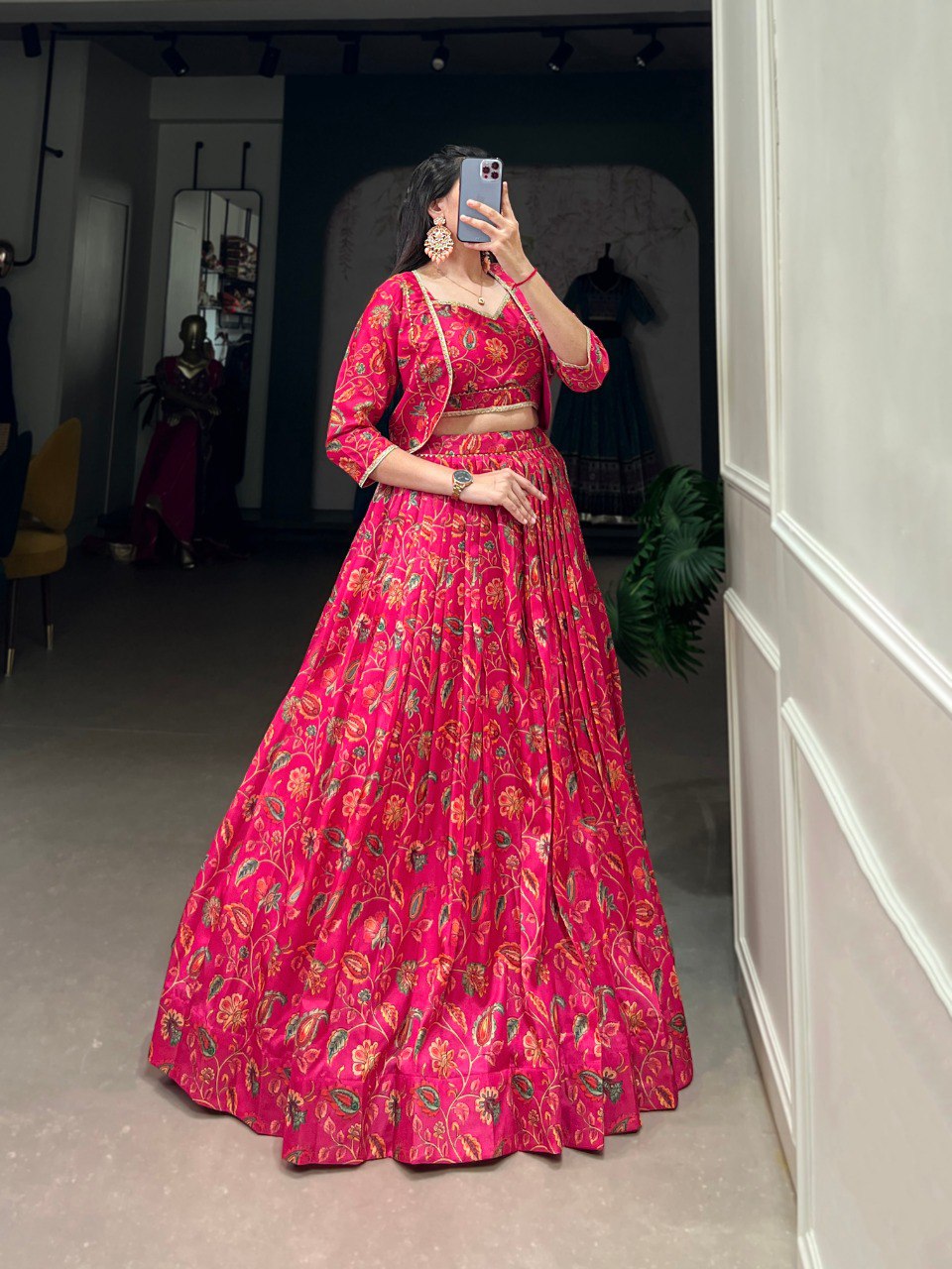 Wedding Lehenga Choli Floral Print With Gota Patti Touch Up | Ready To Wear