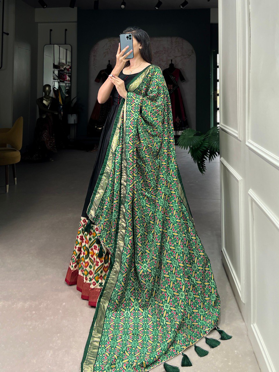 Latest Dola Silk Gown Printed With Foilwork | Ready To Wear