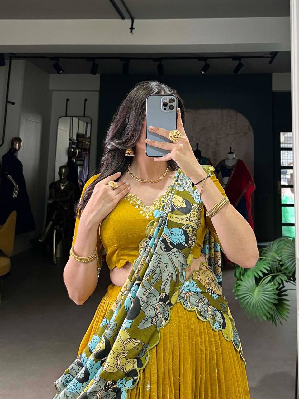 Latest Lehenga Choli With Embroidery Work And Kalamkari Print Work | Ready To Wear