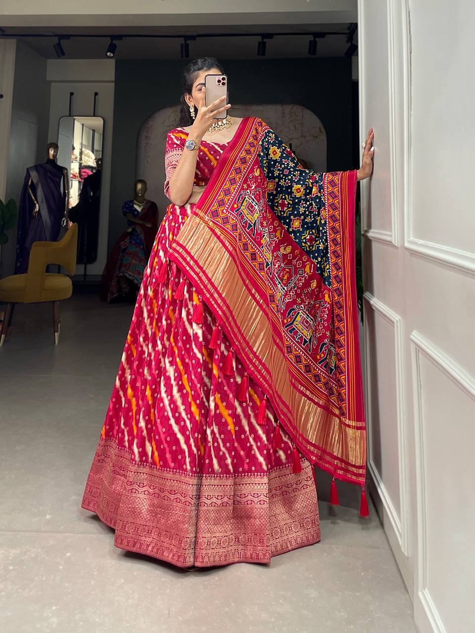 Viscose Silk Lehenga Choli With Printed With Zari Weaving Work | Ready To Wear