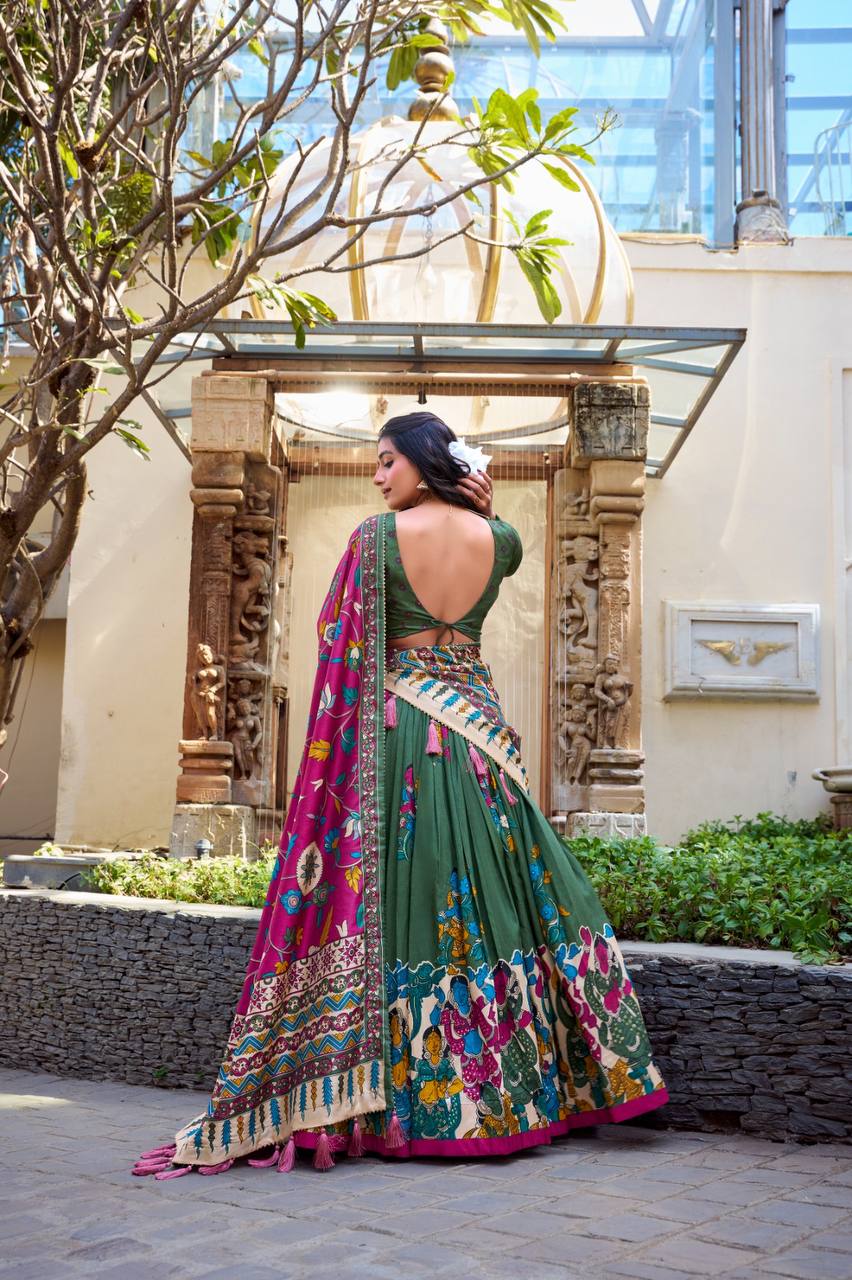 Beautiful Lehenga Choli With Kalamkari And Foil Work | Ready To Wear