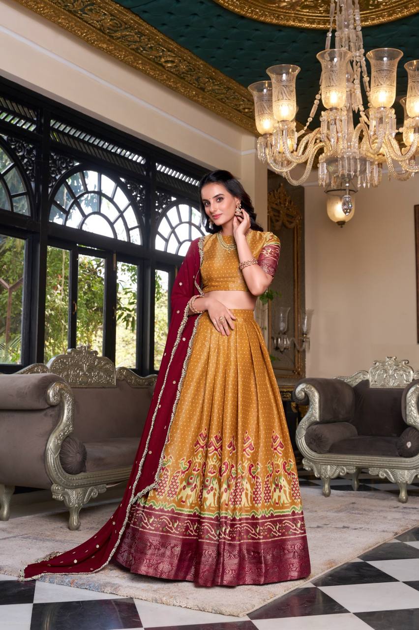 Latest Lehenga Choli With Printed And Zari Weaving Work | Ready To Wear