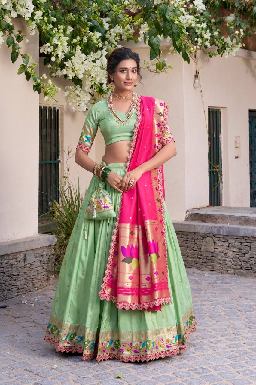 Stylish Lehenga Choli With Zari Weaving And Sequins Thread Work | Ready To Wear