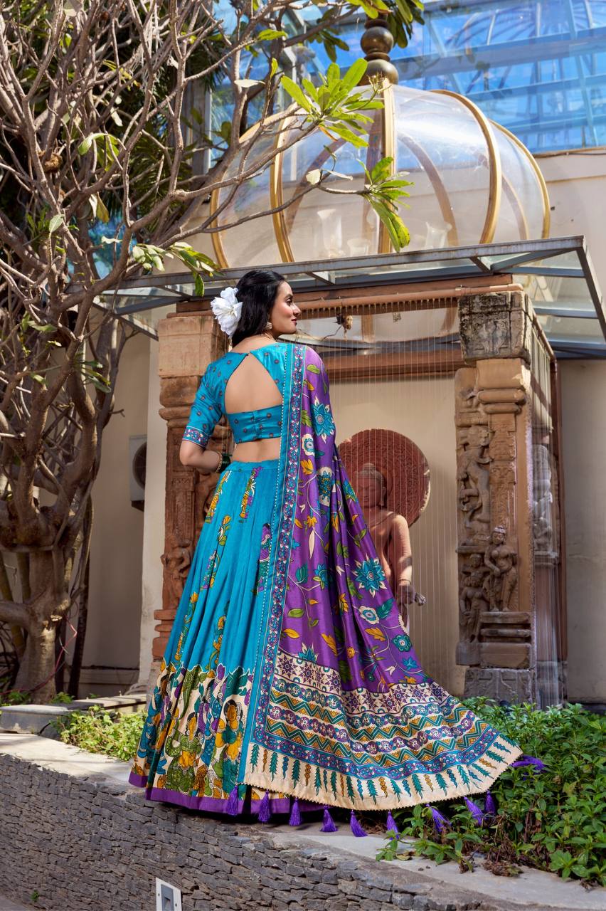 Beautiful Lehenga Choli With Kalamkari And Foil Work | Ready To Wear