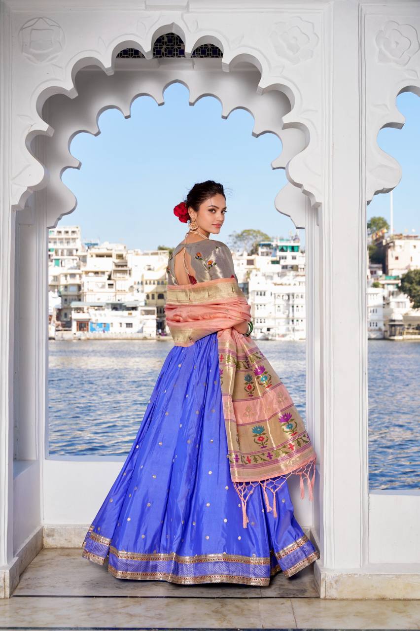 Beautiful Lehenga Choli With Paithani Silk And Weaving Zari Work | Ready To Wear