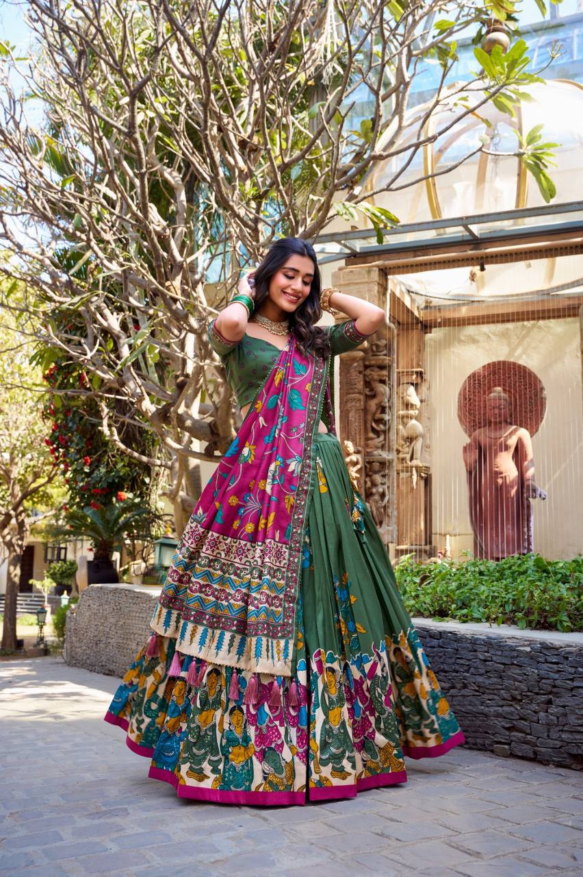 Beautiful Lehenga Choli With Kalamkari And Foil Work | Ready To Wear
