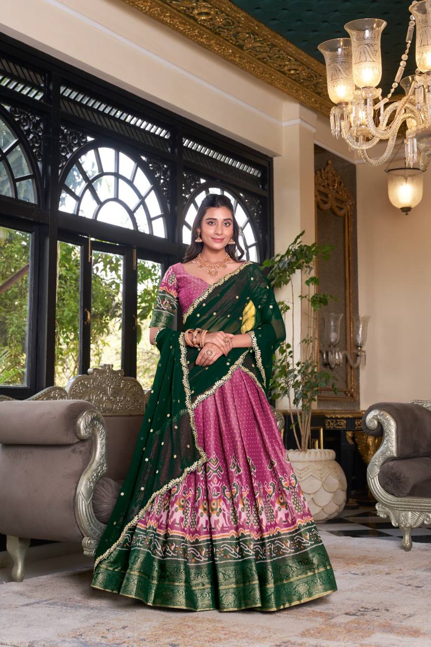Beautiful Lehenga Choli With Printed Zari Weaving Work | Ready To Wear
